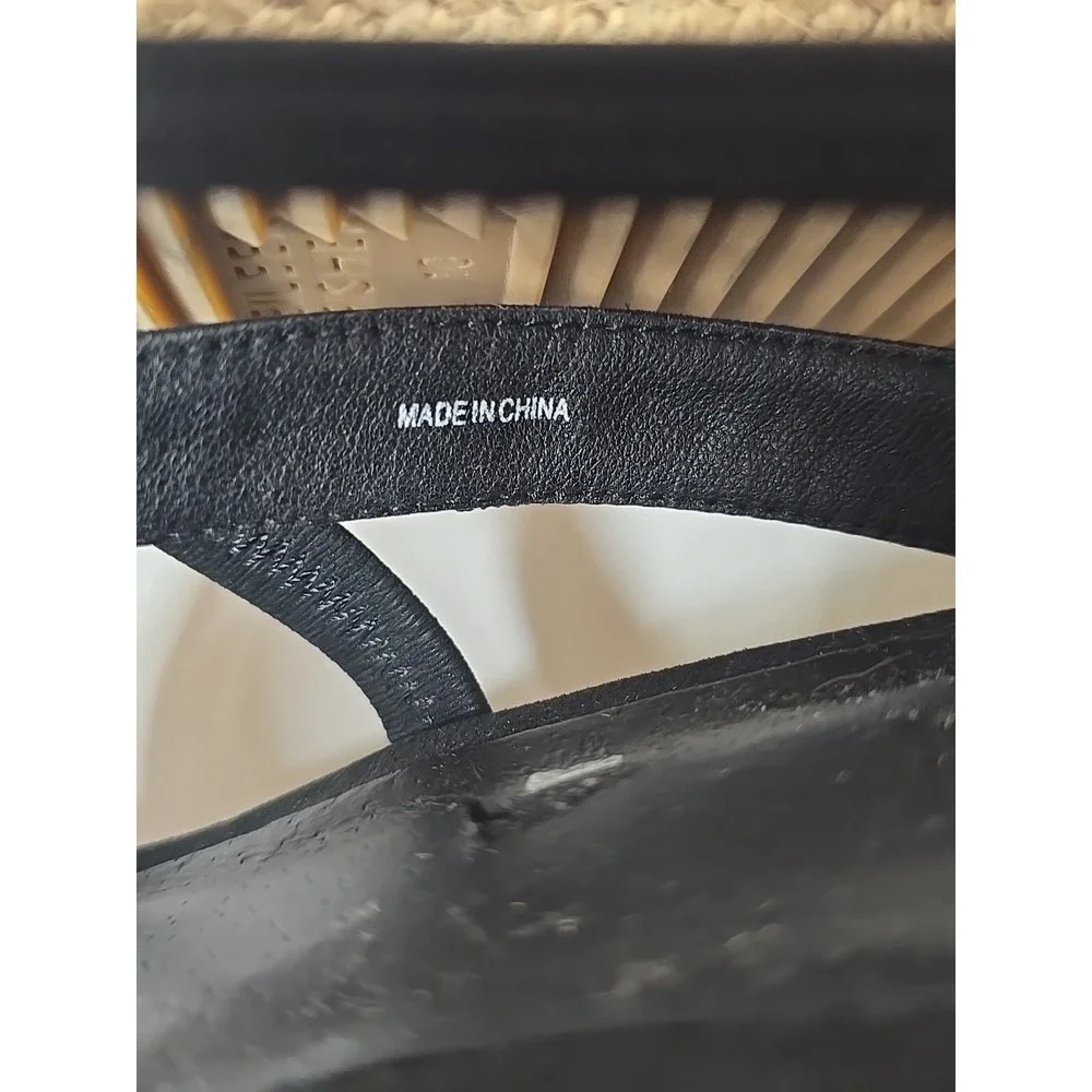 Eileen Fisher Wanda Tumbled Nubuck Black Espadrille Women's Size 10 Sandals
